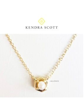 Kendra Scott Leisel Gold Pendant Necklace Freshwater Cultured Pearl NWT